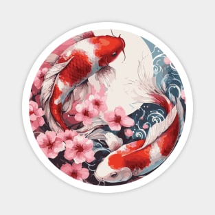 Koi Fish with Cherry Blossoms Magnet